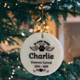 Personalised Memorial Pet Bauble, Christmas Tree Ornament, Memory Keepsake For Decoration, Bauble Dogs Cats - thumbnail 2