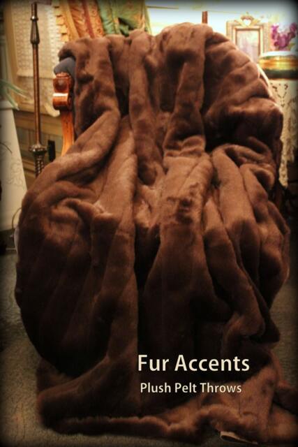 Sable Brown Channel Mink Faux Fur Throw Blanket - image 1