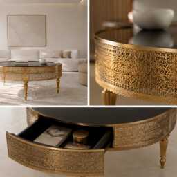 Luxury Gold Coffee Table With 2 Drawers . Chay Chen - thumbnail 2