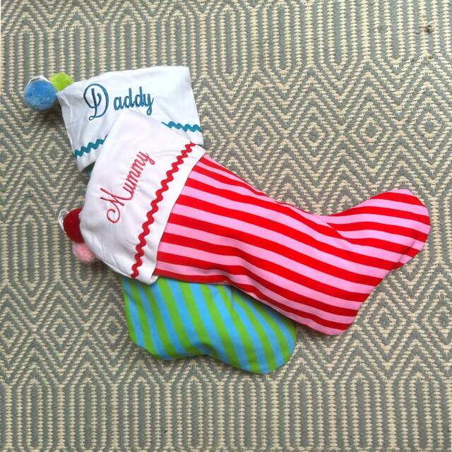 Luxury Personalized Striped Christmas Stocking, Personalised Santa Stockings, Bespoke Eve Bag, Reusable Stockings, Decor - image 1