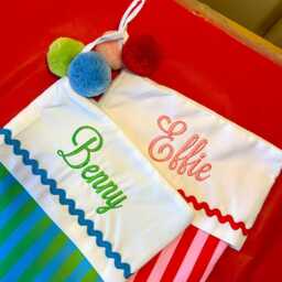 Luxury Personalized Striped Christmas Stocking, Personalised Santa Stockings, Bespoke Eve Bag, Reusable Stockings, Decor - thumbnail 2