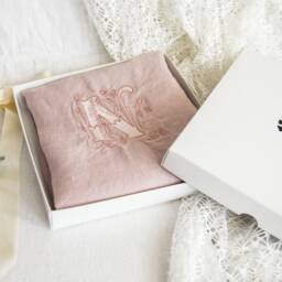 Monogrammed Linen Pillowcase Stonewashed Organic Bedding - thumbnail 2