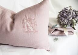 Monogrammed Linen Pillowcase Stonewashed Organic Bedding