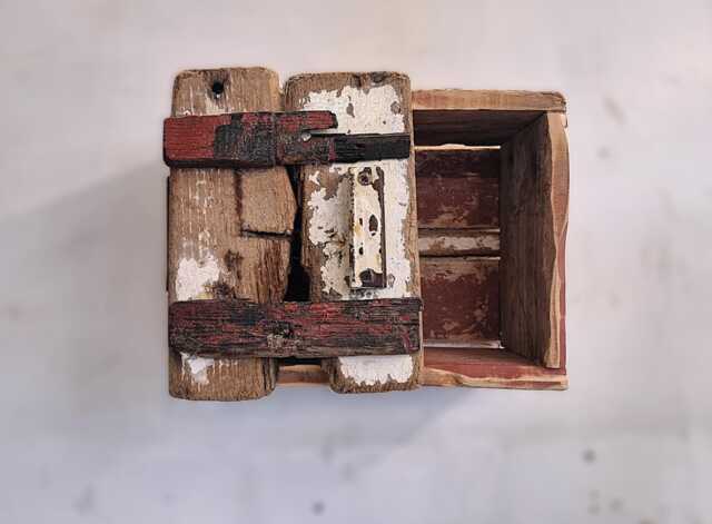 Driftwood Wall Cabinet Reclaimed Fishing Boat Wood, Cornwall UK - image 1