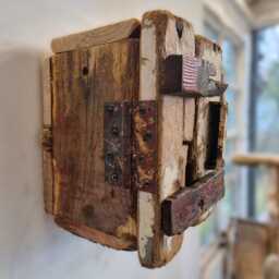 Driftwood Wall Cabinet Reclaimed Fishing Boat Wood, Cornwall UK - thumbnail 2
