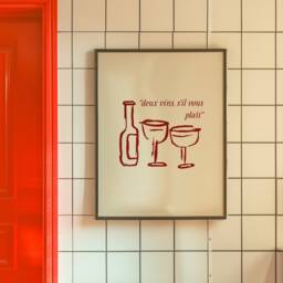 Wine, Please - Wine Illustration, Kitchen Art Print, French Minimalist Art, Dining Room Unframed Trendy Poster - thumbnail 2