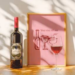 Wine, Please - Wine Illustration, Kitchen Art Print, French Minimalist Art, Dining Room Unframed Trendy Poster - thumbnail 3