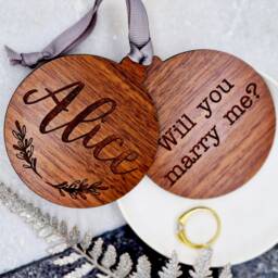 Personalised Proposal Christmas Keepsake, Marry Me Bauble, Wooden Tree Minimalist Christmas, Opening Bauble - thumbnail 3