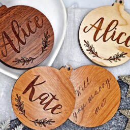 Personalised Proposal Christmas Keepsake, Marry Me Bauble, Wooden Tree Minimalist Christmas, Opening Bauble - thumbnail 2