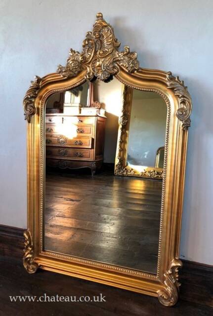Arch Hand Made French Antique Gold Ornate Scroll High Quality Overmantle Dressing Free Standing Leaner Wall Mirror 4 Ft - image 1