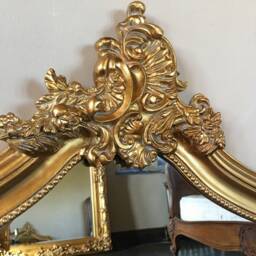Arch Hand Made French Antique Gold Ornate Scroll High Quality Overmantle Dressing Free Standing Leaner Wall Mirror 4 Ft - thumbnail 4