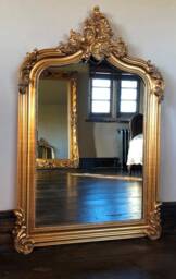 Arch Hand Made French Antique Gold Ornate Scroll High Quality Overmantle Dressing Free Standing Leaner Wall Mirror 4 Ft - thumbnail 2