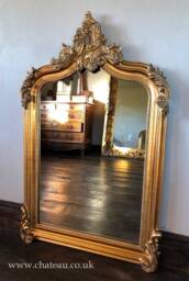 Arch Hand Made French Antique Gold Ornate Scroll High Quality Overmantle Dressing Free Standing Leaner Wall Mirror 4 Ft - thumbnail 1