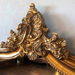 Arch Hand Made French Antique Gold Ornate Scroll High Quality Overmantle Dressing Free Standing Leaner Wall Mirror 4 Ft - thumbnail 3