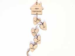 Rustic Our Family Wooden Wall Hanging, Hanging With Hearts - Two Included, Housewarming Gift, Personalised Sign - thumbnail 1