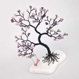 Black Wire Tree With Quartz Crystals, Desk Decor, Artistic Sculpture - thumbnail 2