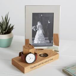 Personalised Bedside Watch & Ring Stand With Photo Frame - Engraved Desk Organizer - thumbnail 2