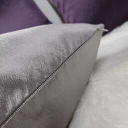 Textured Silver Grey Cushion Cover Luxury Bold Satin Fabric, Designer Modern Sofa Bed Pillow Cover Plain Accent - thumbnail 4