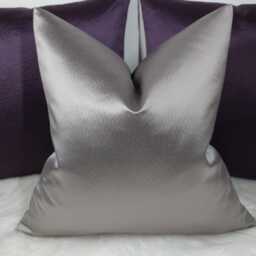 Textured Silver Grey Cushion Cover Luxury Bold Satin Fabric, Designer Modern Sofa Bed Pillow Cover Plain Accent - thumbnail 2