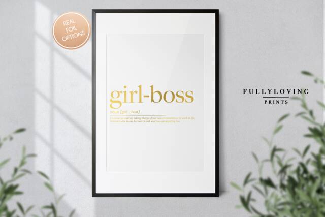 Girl Boss Office Print Definition Foil - Dictionary Prints Wall Decor Art Christmas Gifts - image 1
