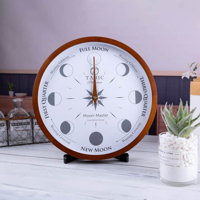 Tabic Moon Phase Clock - Handmade Beech Frame, Stylish Home Decor Moon Wall For Lunar Cycle Tracking, Health & Well Being - image 1