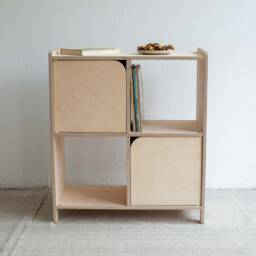 Birch Plywood Storage Cabinet, Modern Record Player Stand - thumbnail 2