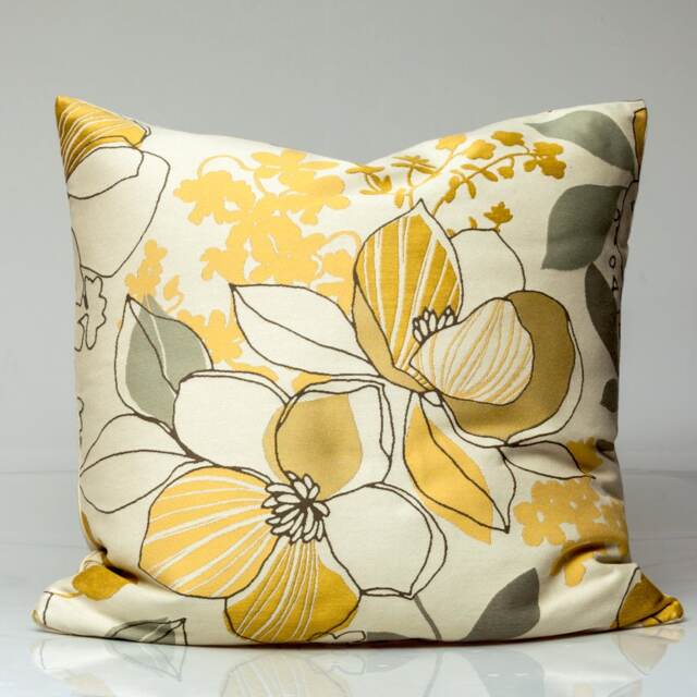 Lee Jofa Floral Pillow Cover, Gold Silver Citrine Accent - image 1
