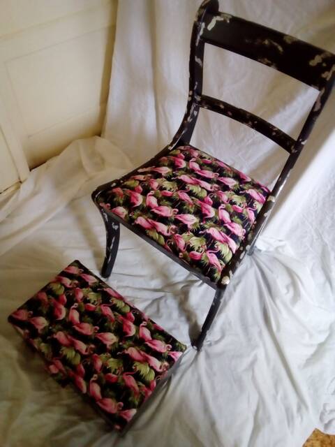 Shabby Chic Chair & Foot Stool. Please Read P&p Restrictions On This Order Under Description - image 1