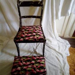 Shabby Chic Chair & Foot Stool. Please Read P&p Restrictions On This Order Under Description - thumbnail 3