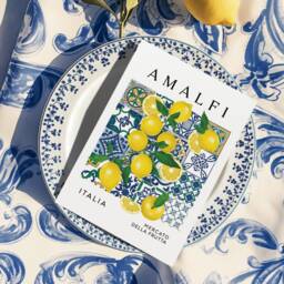 Colorful Italian Lemon Art Print Amalfi Coast Citrus Market Decor, Mediterranean Fruit Poster - thumbnail 2