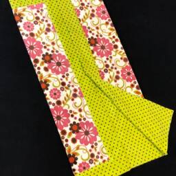 Minky Floral Small Baby Blanket, Green Pink Flannel, Indian Summer By Riley Blake, Self Binding Mitered Corner Receiving 35x35 - thumbnail 2