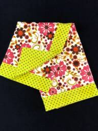 Minky Floral Small Baby Blanket, Green Pink Flannel, Indian Summer By Riley Blake, Self Binding Mitered Corner Receiving 35x35 - thumbnail 1
