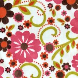 Minky Floral Small Baby Blanket, Green Pink Flannel, Indian Summer By Riley Blake, Self Binding Mitered Corner Receiving 35x35 - thumbnail 3