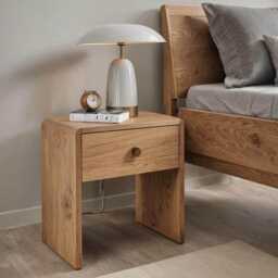 Solid Wood Bedside Table in Oak & Walnut, Modern With Wooden Or Metal Legs, Individually Customizable, Made-To-Measure Nightstand - thumbnail 2