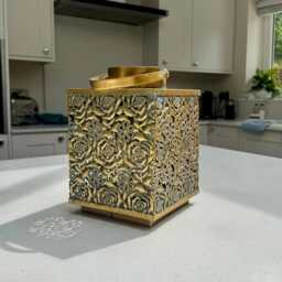 Antique Gold Square Metal Lantern 27cm - thumbnail 2