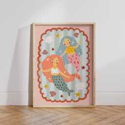 Colourful Mermaid Print, Children's Bedroom Decor, Unframed Under The Sea Nursery Girl - thumbnail 3