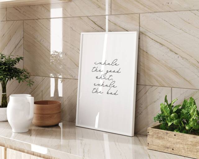 Inhale Exhale Wall Art Print Modern Mindfulness Home Decor Meditation Room Artwork Yoga Studio Inspirational Quote Living - image 1