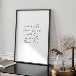 Inhale Exhale Wall Art Print Modern Mindfulness Home Decor Meditation Room Artwork Yoga Studio Inspirational Quote Living - thumbnail 2
