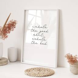 Inhale Exhale Wall Art Print Modern Mindfulness Home Decor Meditation Room Artwork Yoga Studio Inspirational Quote Living - thumbnail 3