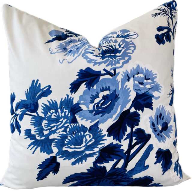 Schumacher Pyne Hollyhock Indigo Cushion Cover Pillow Double Sided - image 1