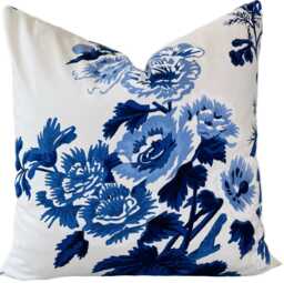 Schumacher Pyne Hollyhock Indigo Cushion Cover Pillow Double Sided - thumbnail 1
