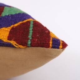 Vintage Turkish Kilim Pillow Cover Handwoven Wool Throw - 16''x16'' - thumbnail 4