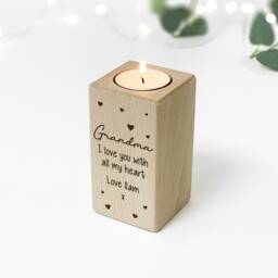 Personalised Wooden Tealight Holder Engraved Candle Gift For Grandma - thumbnail 3