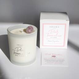 October Birthstone Candle Pink Tourmaline Crystal, Fizz & Grapefruit Scent - thumbnail 3