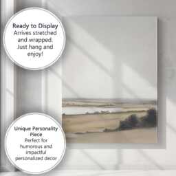 Minimalist Tranquil Lake Panorama Soft Beige Landscape Canvas Wall Art Print Decor Picture Ready To Hang - thumbnail 3
