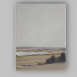 Minimalist Tranquil Lake Panorama Soft Beige Landscape Canvas Wall Art Print Decor Picture Ready To Hang - thumbnail 1