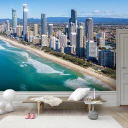 Seaside City Wallpaper Mural, Peel & Stick, Removable Wall Decal - thumbnail 3
