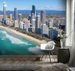 Seaside City Wallpaper Mural, Peel & Stick, Removable Wall Decal - thumbnail 1