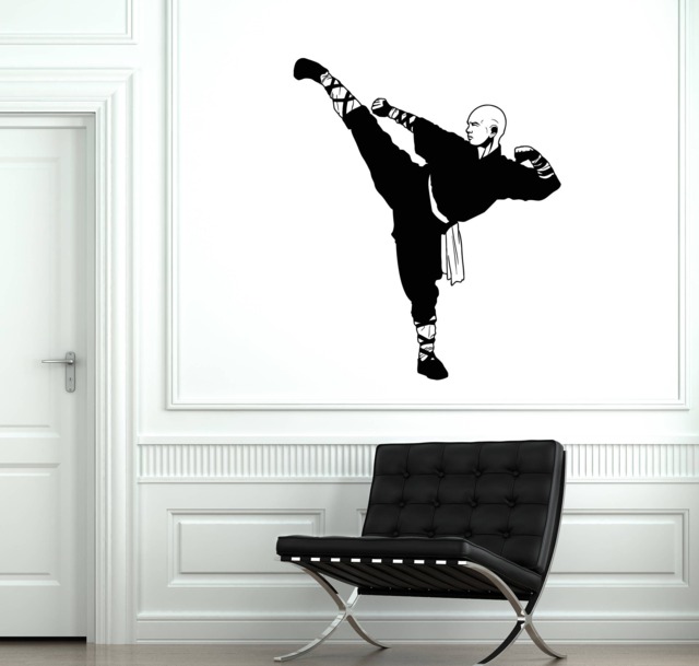 Shaolin Monk Vinyl Wall Decal Warrior Fighter Asian Art Stickers Mural - #2588Di - image 1