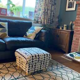 Fryetts Monkeys Fabric Storage Footstool Teal Jungle Animal Pouffe Grey Ochre Ottoman - thumbnail 4